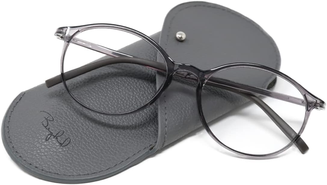 [ビグラッド] おしゃれなケース付老眼鏡 BG4007GY クラシックタイプ ボストン型 超軽量フレーム ブルーライトカット対応レンズ (度数 +1.5)