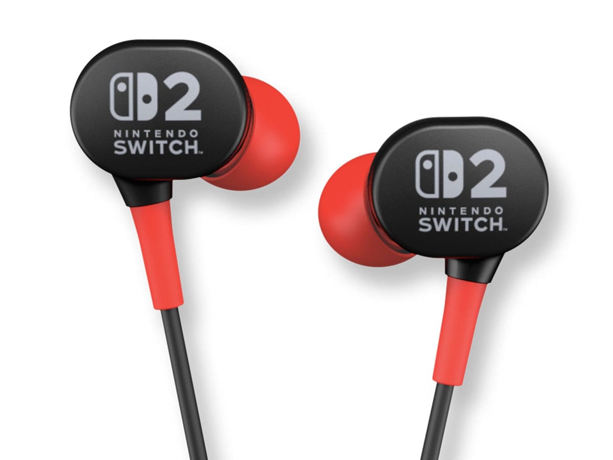 PowerA 有線イヤホン Nintendo Switch 2用 - ブラック 公式ライセンス品 8mmスピーカードライバー インイヤーデザイン 交換可能な3つのチップ 巾着収納バッグ付き