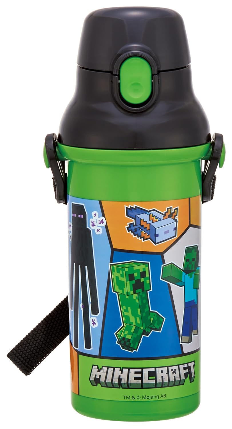 乐天商城 - スケーター(Skater) 水筒 子供用 直飲み 480ml プラスチック ワンタッチ 食洗機対応 日本製 マインクラフト 25 Minecraft 男の子 PSB5SANAG-A