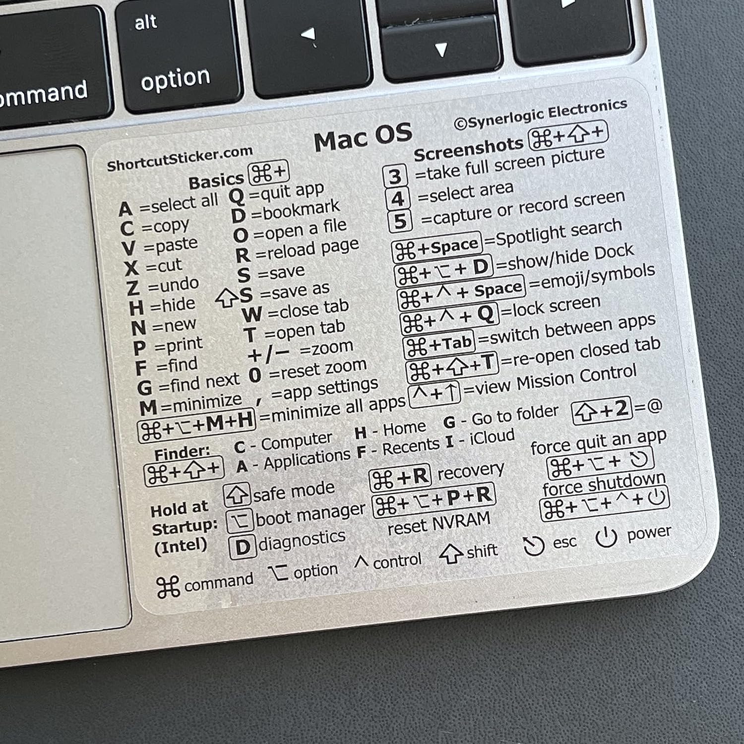 &#128187;SYNERLOGIC Mac OS リファレンス キーボード ショートカット ステッカー 2.0 Mac OS Essential Shortcuts ステッカーは、必要なキーボードショートカットの正確で包括的なリストです。 Big Surを含むすべてのMac OSのショートカットのリストが含まれており、MacBookの下隅に簡単に収まるので、すぐに見下ろして読むことができます。 Macbookの使い方を学び、Macbookのキーショートカットを指先に置いて時間を節約したい初心者に最適です。 SYNERLOGIC がデザインしたステッカーは、ミリタリーグレードの防水ビニール製で、ショートカットのプリントよりも丈夫で便利です。 &#128187;指先で便利。 生産性を向上させたいと思っていますか、それとも単にプロのように輝く新しいMacBookを使用する方法を学びたいですか? 最も重要なMac OSショートカットを目の前に配置することで、Macの内外をすばやく学習できます。 ビジネスでも個人でも使用でも、Mac コンピューターを簡単にナビゲートして操作でき、より速くスマートに作業できます。 &#128187;MacBookの学習に最適。 新しいMacBookをお持ちで、プロのような使い方を学びたいなら、このステッカーはあなたにぴったりです。 目の前にショートカットがあるので、調べたり印刷したりすることなく学習したり覚えたりできます。 ショートカットは秘密ではありませんが、何百もの異なるキーボードショートカットがあります。 ステッカーは永久的ではなく、簡単に剥がせることができ、接着剤の残留物を残しません。 ⚠️ M1チップを搭載した新しいMacの注意: 新しいステッカーが当店で入手可能になりました。 ギフトに最適です。︎ Copyright 2021 Synerlogic Electronics, Bay City, MI, San Diego, CA and Boca Raton, FL, United States by Synerlogic Electronics. All Rights Reserved. &#128187; ✔️ すべての必須のショートカット - SYNERLOGIC OS Reference Keyboardショートカットステッカーがあれば、最も重要なショートカットをあなたのすぐ前に配置できます。 新しいショートカットを簡単に学習でき、「Google」必要なくいつでも素早くコマンドを検索できます。 &#128187; ✔️ より速くスマートに作業できます - 指先で素早くヒントを! このツールは、コンピュータの使い方を学ぶのが簡単で、ワークフローを指数関数的に増加させます。 あらゆる年齢やスキルレベル、学生や高齢者、自宅やオフィスに最適です。 &#128187; ✔️ 品質保証-当社は自社製品に自信を持っています。 優れたミリタリーグレードの丈夫なビニール製で、プロフェッショナルなデザインが OEM 外観となっています。 当社のレスポンシブで専任のカスタマーサービスチームは、メッセージに速やかに対応し、問題を解決します。 &#128187; ✔️ ベーシックから上級まで - 熟練したコンピュータのプロでも初心者でも、SYNERLOGICステッカーは時間とイライラを救うこと間違いなしです。 当社の便利で手頃な価格のステッカーを使用して、簡単に新しいレベルのコンピュータ能力に到達できます。 &#128187; ✔️ あらゆるIntelMacBookに対応 - サイズ 3.25インチ x 2.7インチ、MacBook Pro/Air 11、12、13、15、16インチまたはIntelCPUを搭載したiMacまたはMac Miniと互換性があります。 ショートカットはMacOS 11 Big Surだけでなく、Mac OS 10にも対応します: Catalina, Mojave, High Sierra, El Capitanなど。 誇り高き米国製。 メーカー Synerlogic Electronics 型番 SCS-MAC-CLR-BK1 梱包サイズ 10.2 x 10.2 x 0.5 cm 素材 ビニール 色 クリア その他 機能 耐久 梱包重量 0.02 キログラム 電池使用 いいえ 電池付属 いいえ ブランド名 Synerlogic