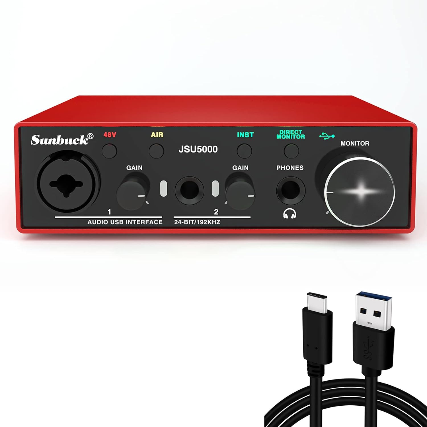 【Professional Recording, Studio Quality】2023newest Sunbuck USB Audio Interface, 24Bit/196kHz High-Fidelity, Ultra-low [JSU5000]