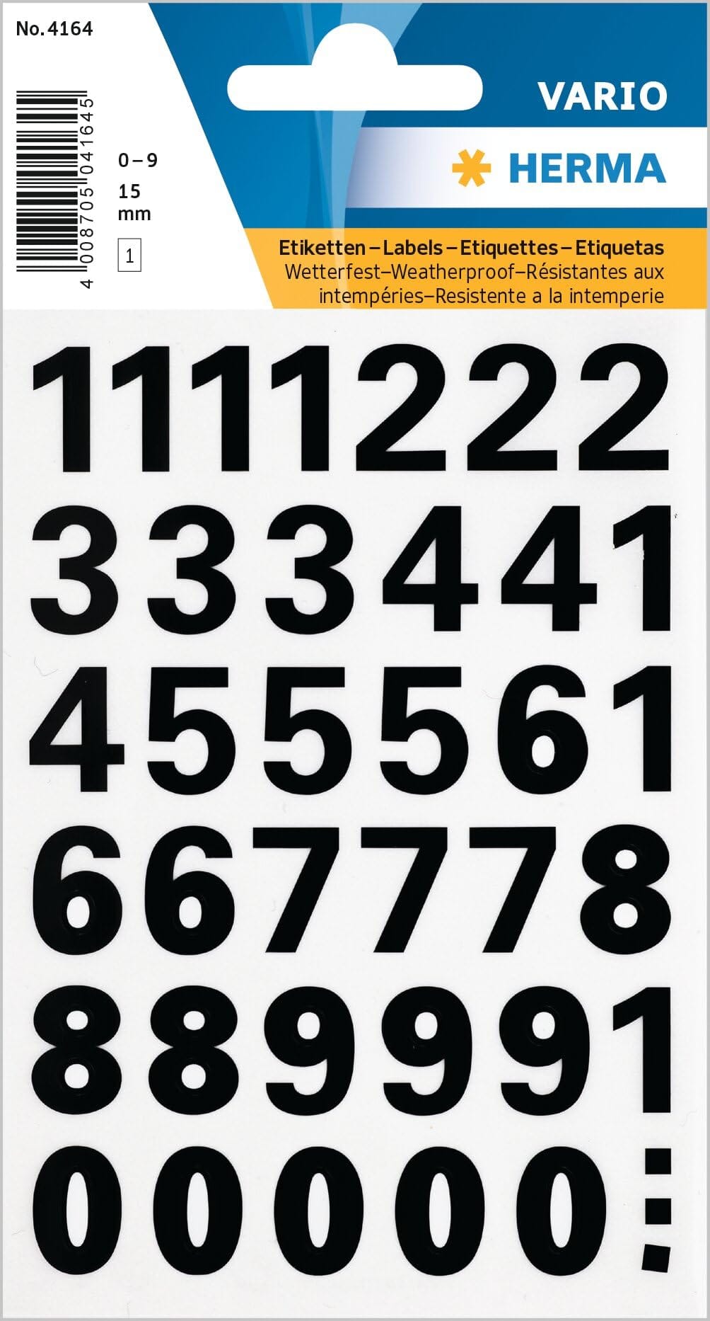 品番：304164 ヘルマラベル #4164(防水シール)【数字】 304164