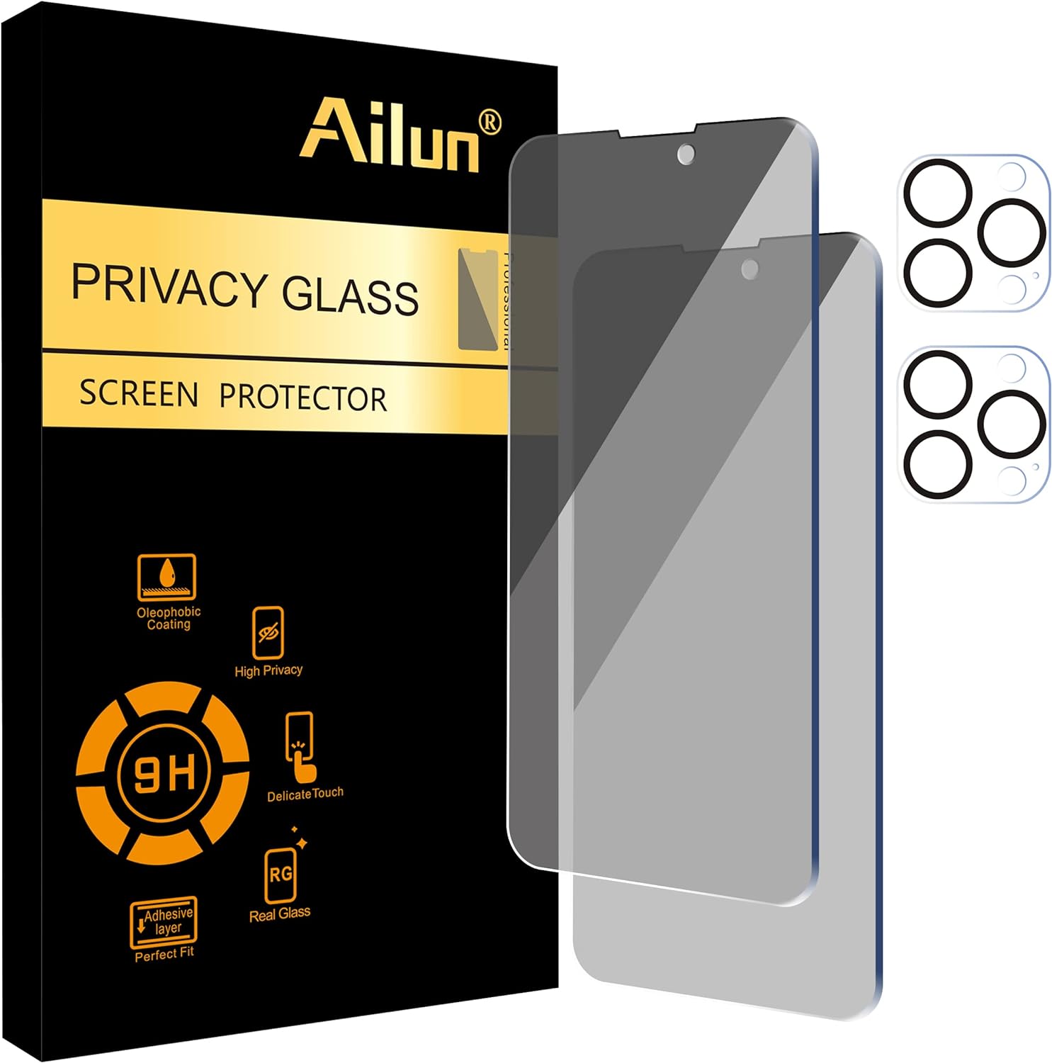 Privacy Screen Protector for iPhone 14 Pro Max 6.7 inch 2 Pack Camera Lens Protector, Sensor Protection, Dynamic Island Comp
