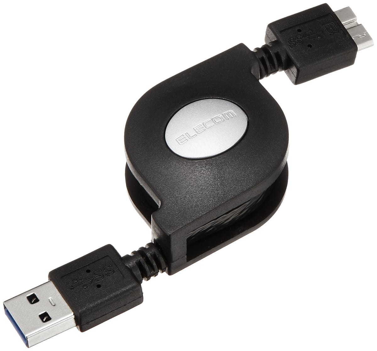 エレコム USBケーブル 【microB】 USB3.0 (USB A オス to microB オス) 巻き取り 0.7m ブラック USB3-AMBRL07BK