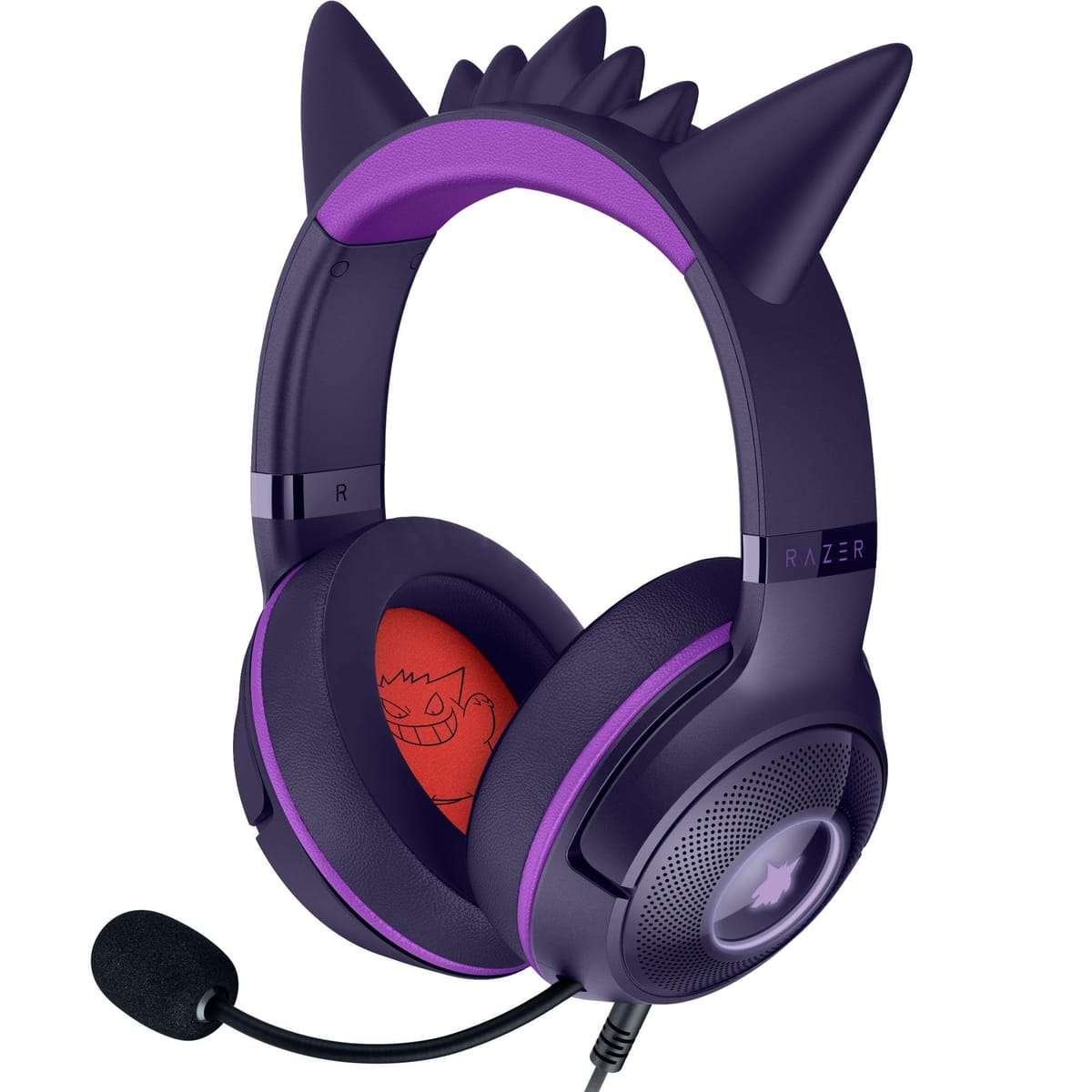 Razer Kraken Kitty V2 - Gengar Pokémon Edition - USBヘッドセット - ゲンガースパイク - ストリームリアクティブライティング - ハイパークリア カーディオイドマイク - TriForce 40mmド