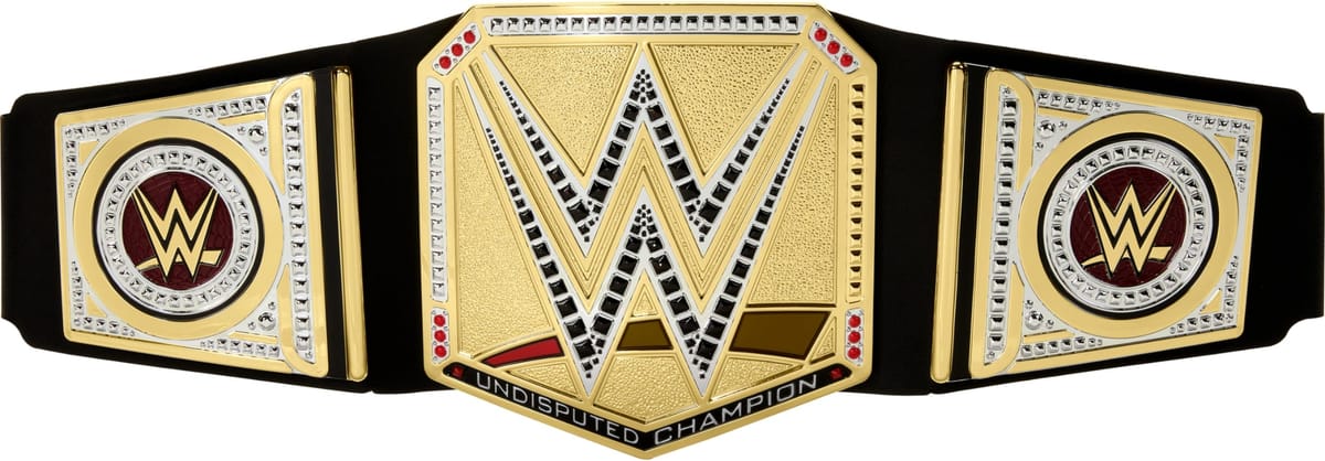 Mattel WWEチャンピオンシップタイトル 議論の余地のないWWEユニバーサルチャンピオンシップ ロールプレイ&コスチュームアクセサリー ウェアラブルレザーライクベルト 3フィート以上 ワンタイム調整付き