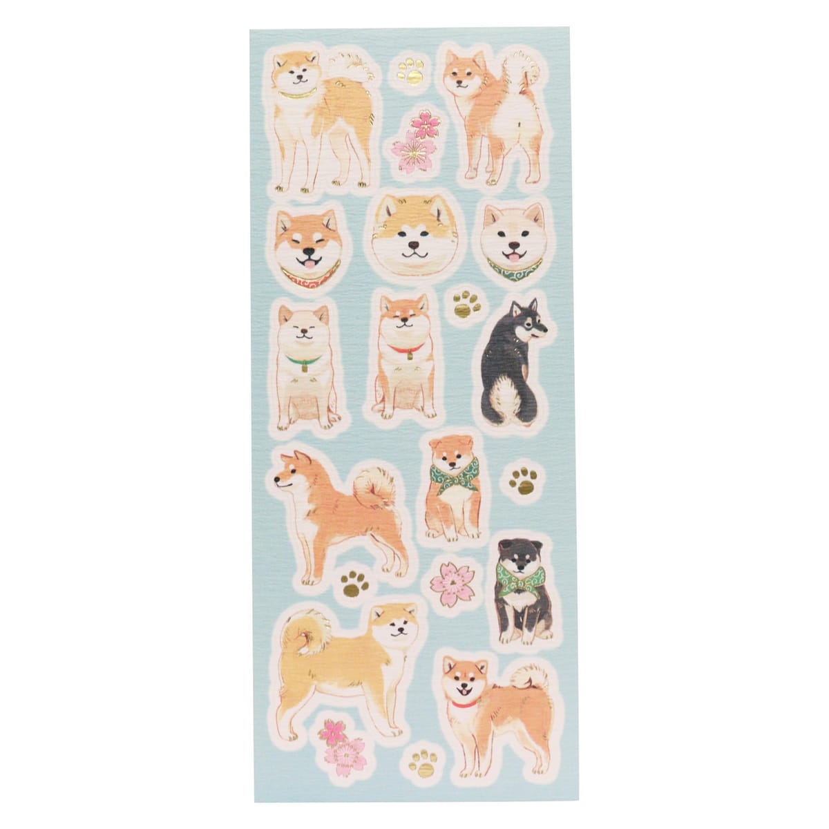 セット内容：■1シート入り台紙サイズ：180×75mm加工：金箔加工絵柄：柴犬（しば犬）・犬（いぬ・イヌ）・桜・肉球 1.キラキラの加工が施された豪華な和風シール 凸凹のある和紙に金箔加工が施された、華やかで綺麗な和柄のシールです。 日本らしくレトロな雰囲気が特徴的です。 2.お手紙や封筒の封を華やかに彩ります お友達や家族に送るバースデーカードの彩りとして、お手紙や封筒の封にお使いいただくと可愛い仕上がりになります。 大人も使える落ちついた柄なので、会社の上司や部下、同僚、もしくは、お客様に配るグリーティングカードに貼るシールとしてもお使いいただけます。 3.ワンポイントの装飾として ハガキのデコレーションとして貼っても可愛らしいです。縁起物やおめでたい柄は年賀状のワンポイントとしてもお使いいただけます。 4.お祝い事や華やかな場でも活躍します ポチ袋や万円袋など、金封を閉じるシールとしてもお使いください。 結婚御祝い、御出産御祝いなどお祝い事に添えていただいても違和感がありません。 5.ラッピングのアクセントになります 母の日、父の日、敬老の日などに送るギフトのアクセントとしてもオススメです。 日本らしい柄なので、海外の方へ送るお土産やギフトのラッピングに使うと、より華やかになります。