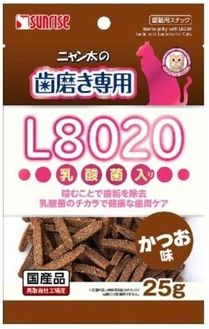 ネコちゃんが大好きなカツオを調理したスライス状のジャーキーです。噛むことで歯垢を除去し、L8020乳酸菌のチカラで健康な歯周の維持をサポートします！ メーカーにより製造中止になりました いいえ フレーバー ライス 商品の形状 スライス サイズ 25グラム (x 1) 商品の数量 1 特殊な用途 オーラルヘルス