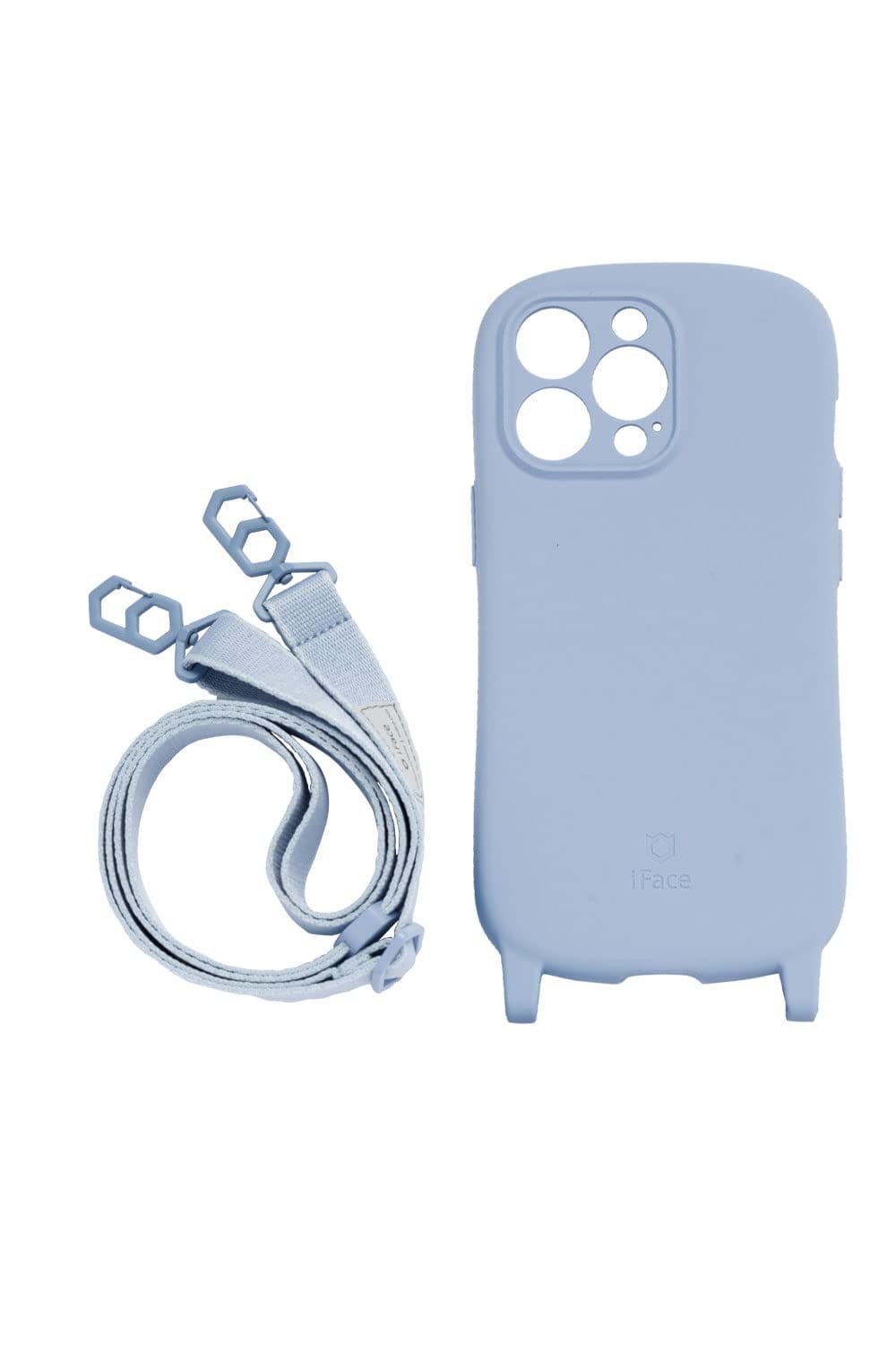 iFace Hang and iPhone 13 Pro ケース シリコンハード/ショルダーストラップ セット (ペールブルー) 【アイフェイス アイフォン13プロ 用 カバー ショルダー 】