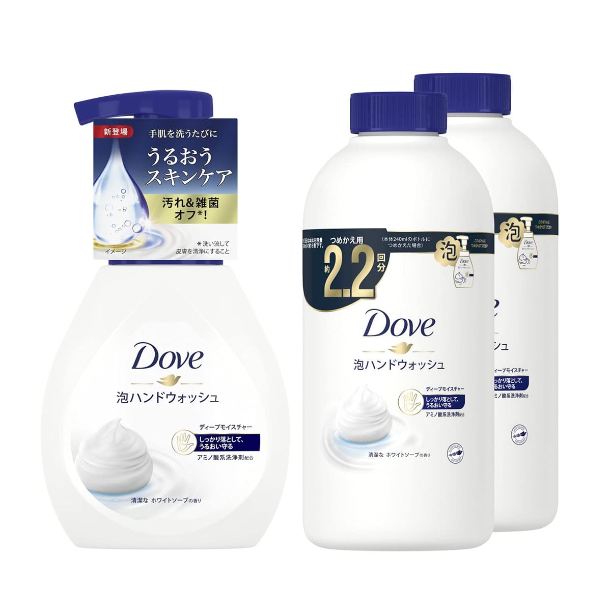 Dove(ダヴ) 泡ハンドウォッシュ ディープモイスチャー 本体+詰め替え用 240ml+430ml×2個