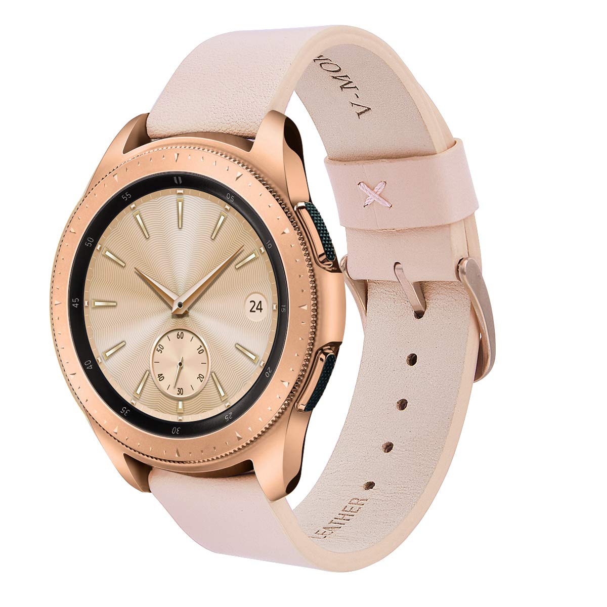 V-MORO Galaxy Watch用 交換用バンド ソフト レザーストラップ 対応機種：Samsung Galaxy Watch 42mm SM-R810/Galaxy Watch Active 40mm R500 ピンク