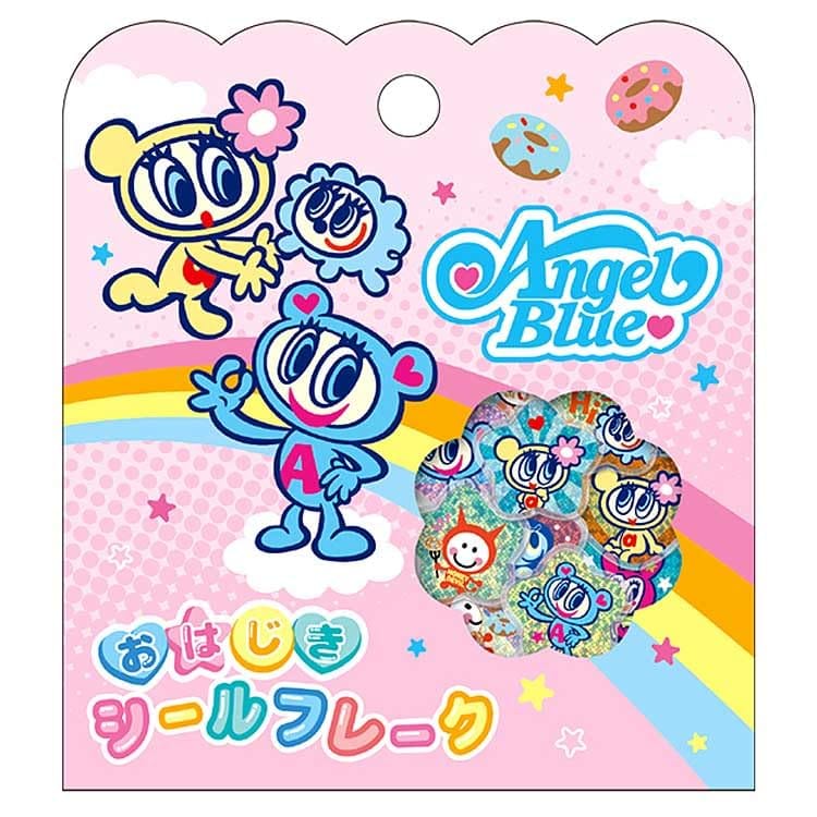 デザイン：エンジェルブルー ピンク本体サイズ（約）：幅90×奥10×高100mm、素材：樹脂入数：15枚（15柄×各1枚） なつかしくてかわいい遊べるシール【特長】・かわいくて懐かしい、フレークシールです。・平成ブームで人気な、なつかしいおはじきシールが令和にリバイバルしました。・計15枚入。