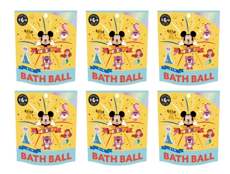 Disney100周年記念 キュートセレブレーション バスボール 第1弾 入浴剤 マスコットが飛び出るバスボール【6個】