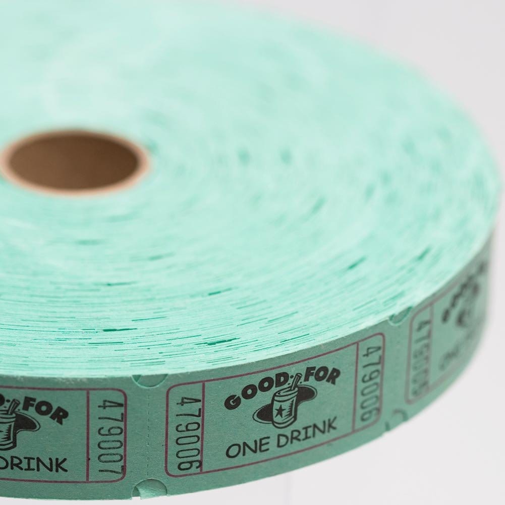 Green Good For One Drink Ticket Roll by Muncie Novelty Company Inc.