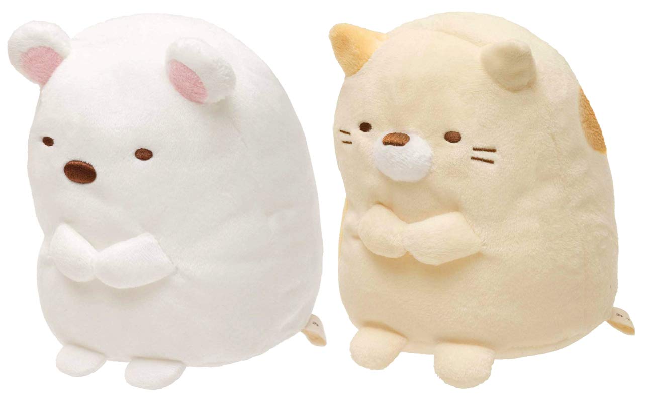 すみっコぐらし ぬいぐるみ 2種セット（しろくま・ねこ） 高さ約14cm