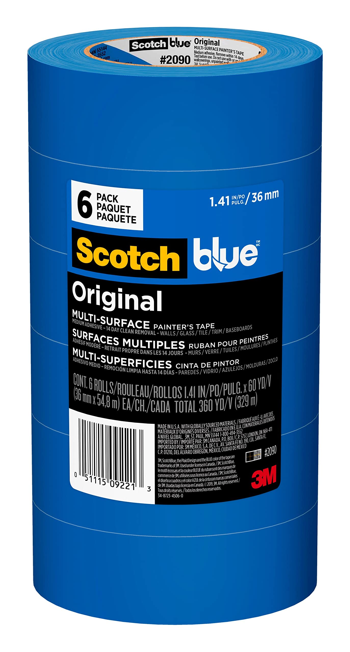 ScotchBlue Painter's Tape, Multi-Use, 1.41-Inch x 40-Yards, 6 Rolls by 3M [¹͢]