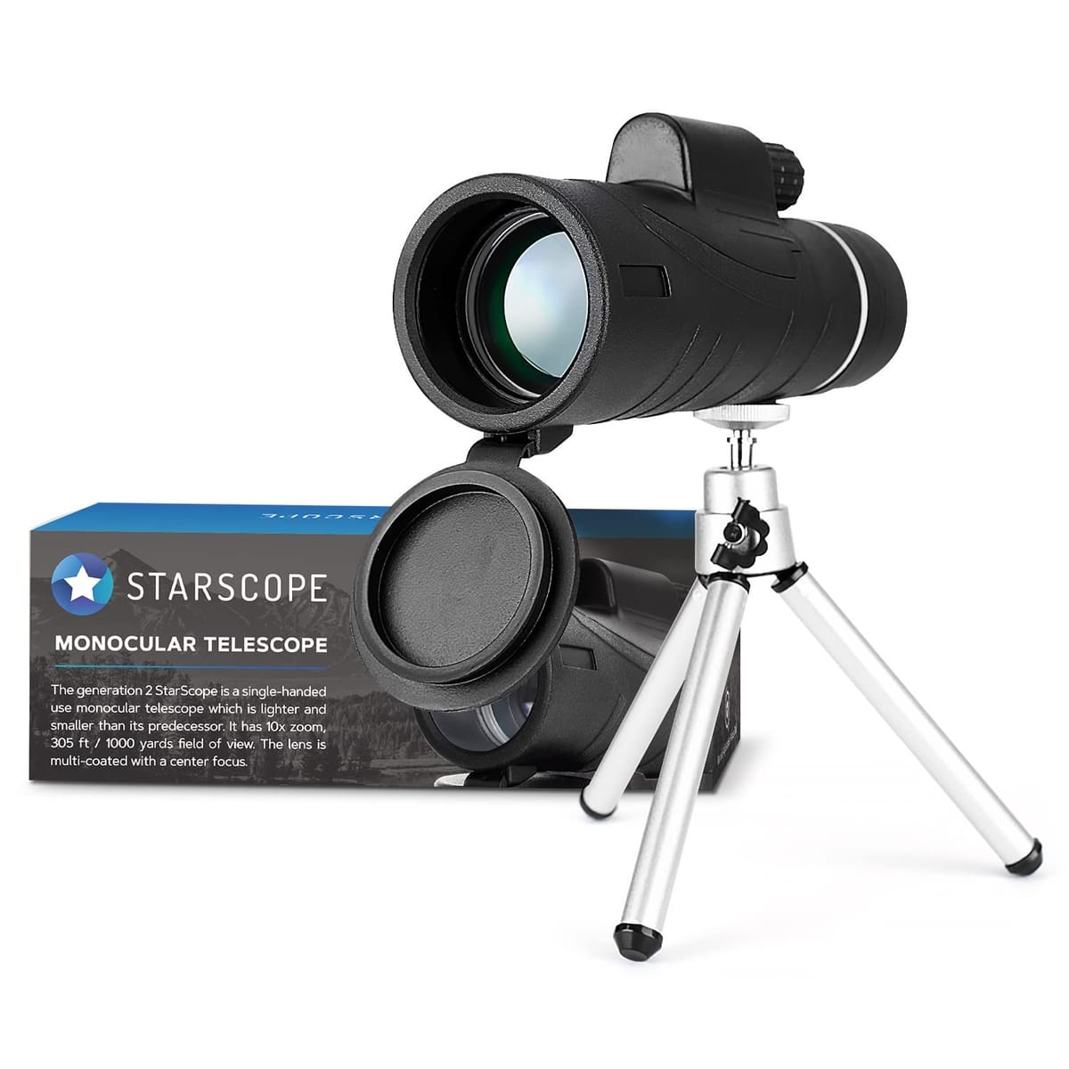 STARSCOPE 10×42-305 ート/1000 ヤドの視野 単眼鏡 - 三脚付きスマーポータブル防水耐衝トフォン用単眼望遠鏡 | BAK4プリズム付き手持ち望遠鏡 | ハンティング/バードウォッチング/キャンプ用ポケット望遠鏡