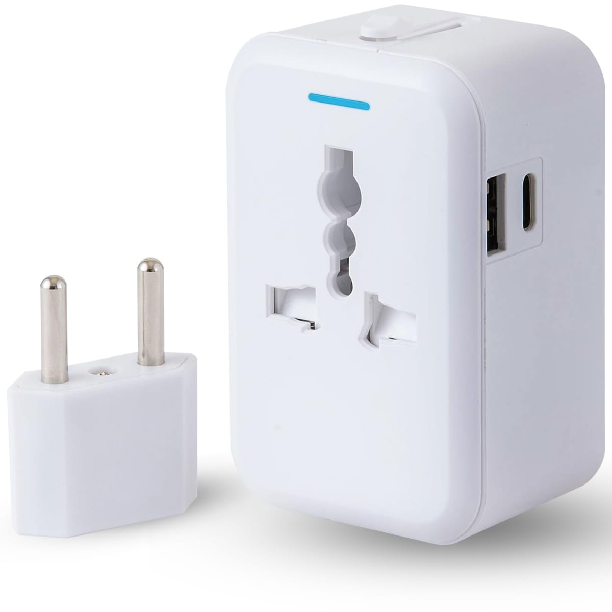 ✅【海外旅行の必需品】経済産業省承認済の全世界対応マルチ変換プラグです。SEプラグ・ケース付き。※海外での使用を前提とする経済産業省の例外承認を受けているため、日本国内では使用できません。✅【韓国・EUでもグラつかない】SEプラグ付きなので、韓国やEUのSE型コンセント(ピン径4.8mm)に挿してもグラつかず、安全に使用できます。✅【世界200カ国対応】A・O・BF・SE・Cタイプのコンセント形状に対応。※国内でコンセント規格が統一されていない国では使用できないことがあります。※B型・B3型(主にアフリカ・中近東地域におけるコンセント形状)は非対応。✅【3台以上充電可能】USB2ポート(USB-A×1・USB-C×1)、プラグ差し込み口から、3台以上の機器を同時に充電が可能。パソコン、スマホ、イヤホンもこれ1つで充電ができます。✅【コンパクト・ケース付き】マルチ変換プラグとSEプラグ、ケーブル等を収納できるケース付き。旅行中もスムーズに持ち運べます。✅【スペック】●マルチ変換プラグ / AC入力：100~250V 50/60Hz、AC出力：最大6A(250V-1500W/100V-600W)、USBポート出力 (USB-A)：5V/2.4A、(USB-C)：5V/2.4A、(USB-A+USB-C)：5V/2.4A、サイズ： 約W51×D39×H85mm、重量：約113g、素材：ABS+銅　●SEプラグ / 定格：250V 10A、サイズ： 約W35×D14×H45mm、重量：約15g、素材：ABS+銅 ✅【海外旅行の必需品】経済産業省承認済の全世界対応マルチ変換プラグです。SEプラグ・ケース付き。※海外での使用を前提とする経済産業省の例外承認を受けているため、日本国内では使用できません。