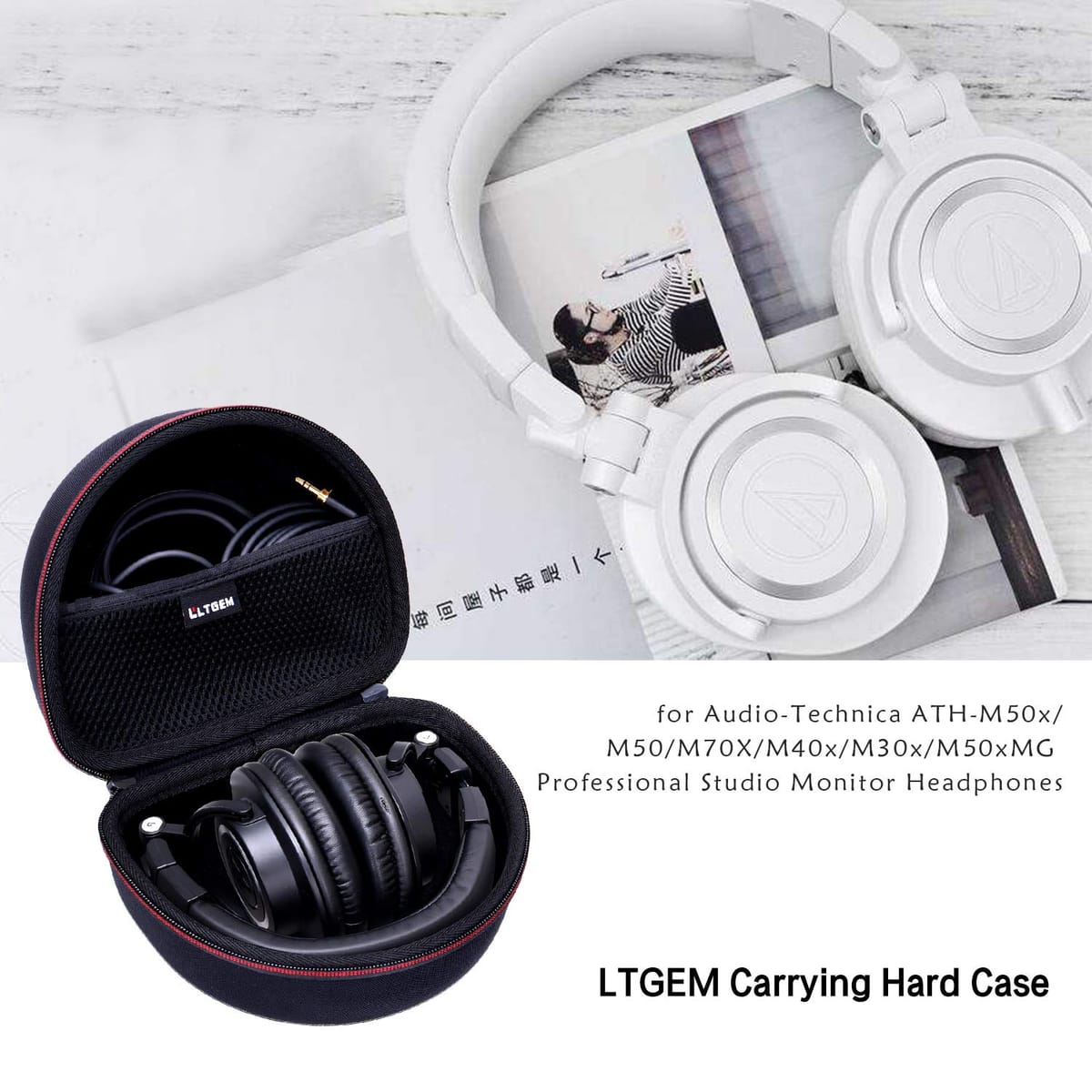 Audio-Technica ATH-M30X / ATH-M50X / ATH-M40X / ATH-M50xBT2 / ATH-M50xBT2DS ヘッドホン用 ヘッドホンケース ブラック biteki-life-10627360 美的生活ヘルシーライフ本店 サンプル画像3