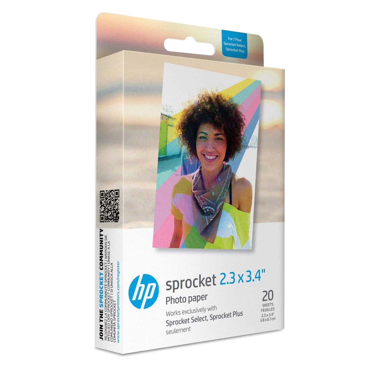 HP Sprocket 2.3 x 3.4インチ プレミアムジンク粘着バックフォトペーパー (20シート) HP Sprocket Select and Plusプリンターに対応