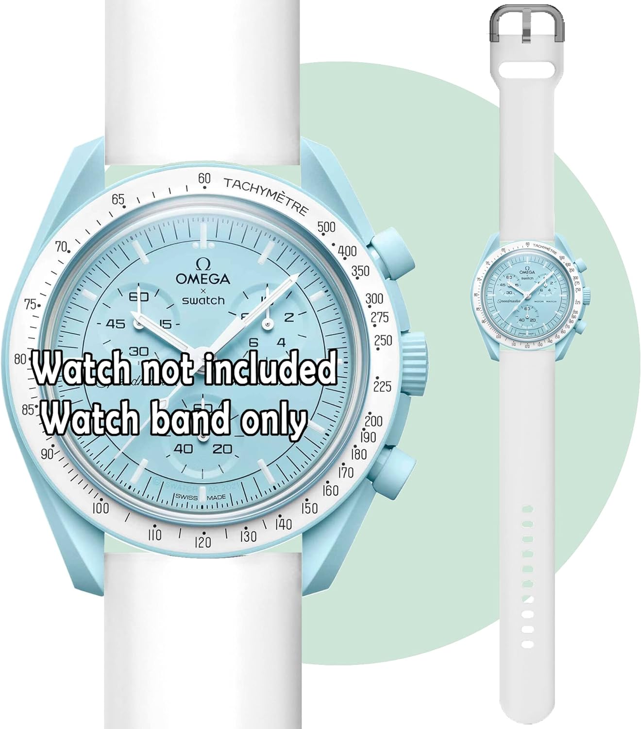 [Ocdin] 20mm 腕時計バンド Omega X Swatch オメガとスウォッチ スピードマスター ムーンスウォッチ用 シリコンベルト簡単交換 男性と女性兼用 腕時計ストラップ (白)