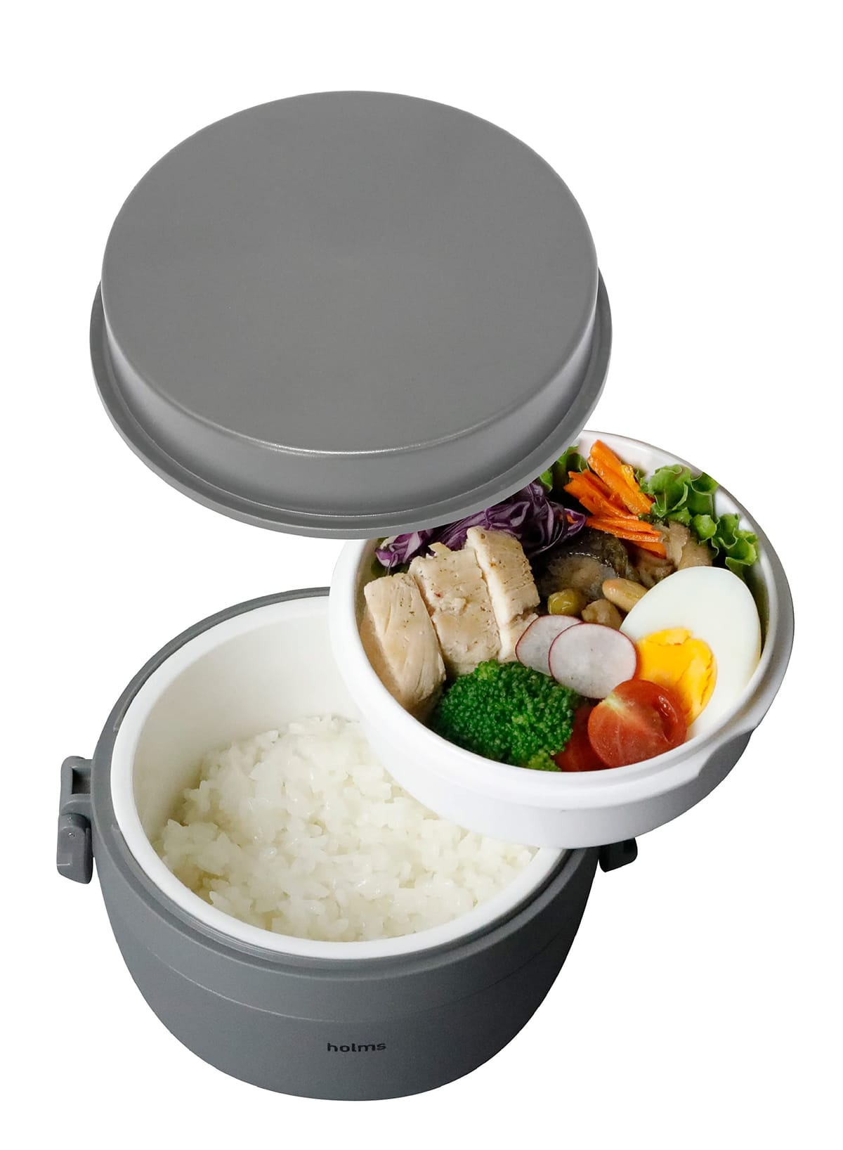 シービージャパン(CB JAPAN) 保温弁当箱 [ご飯容器 330ml][おかず容器 310ml] グレー ステンレス 真空断熱 ランチジャー holms