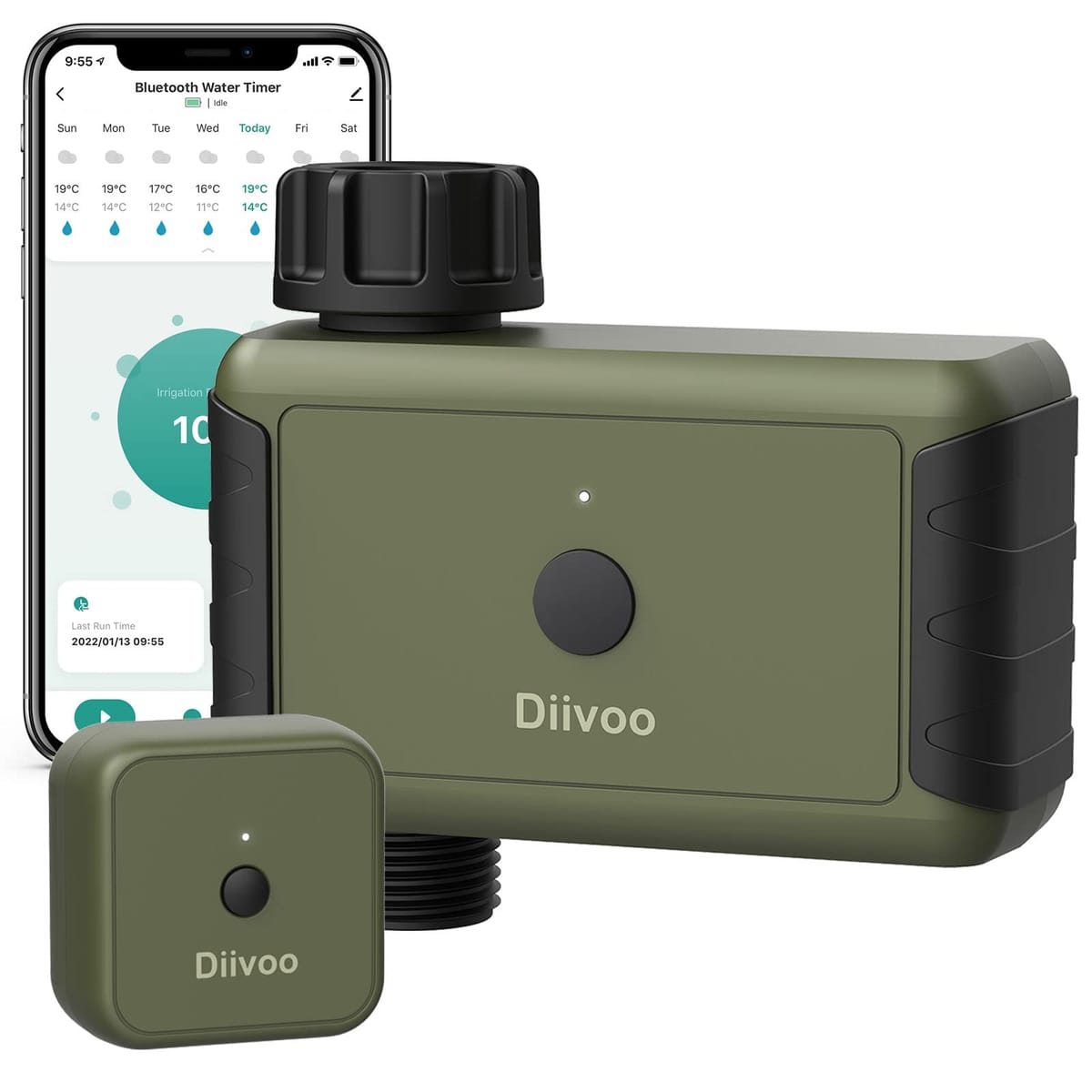 Diivoo WiFiウォータータイマー 庭のホース用 スマートスプリンクラー灌漑タイマー ハブ付き 最大20種類の水やりスケジュール AlexaとGoogle Homeに対応