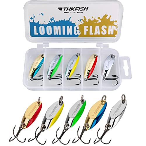 THKFISH Fishing Lures Trout Lures Fishing Spoons Lures for Trout Pike Bass Crappie Walleye Color B 1/5oz 5pcs