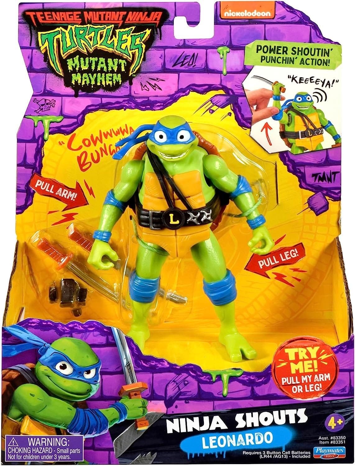 Teenage Mutant Ninja Turtles Playmates Toys ティーンエイジ・ミュータント・ニンジャ・タートルズ ミュータント・メイヘム 5.5インチ レオナルド デラックス ニンジャ・シャウト フィギュア