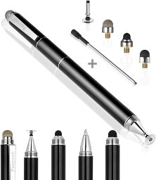 Capacitive Stylus Pen with Ballpoint Pen Writing,Penyeah 4-in-1 Touch Screen Stylus-Writing Pen &Disc Tip & Mesh Fiber [Black]