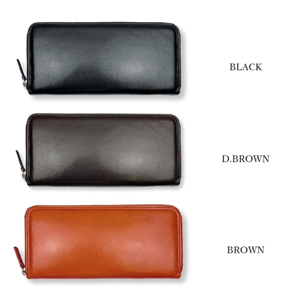 【全3色】 高級イタリアンレザー ラウンドファスナー ロングウォレット 長財布（ckb-01） (ダークブラウン)