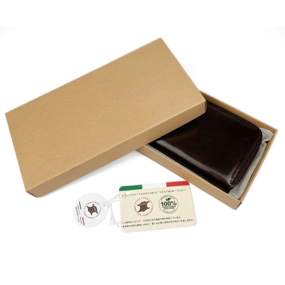 【全3色】 高級イタリアンレザー ラウンドファスナー ロングウォレット 長財布（ckb-01） (ダークブラウン)