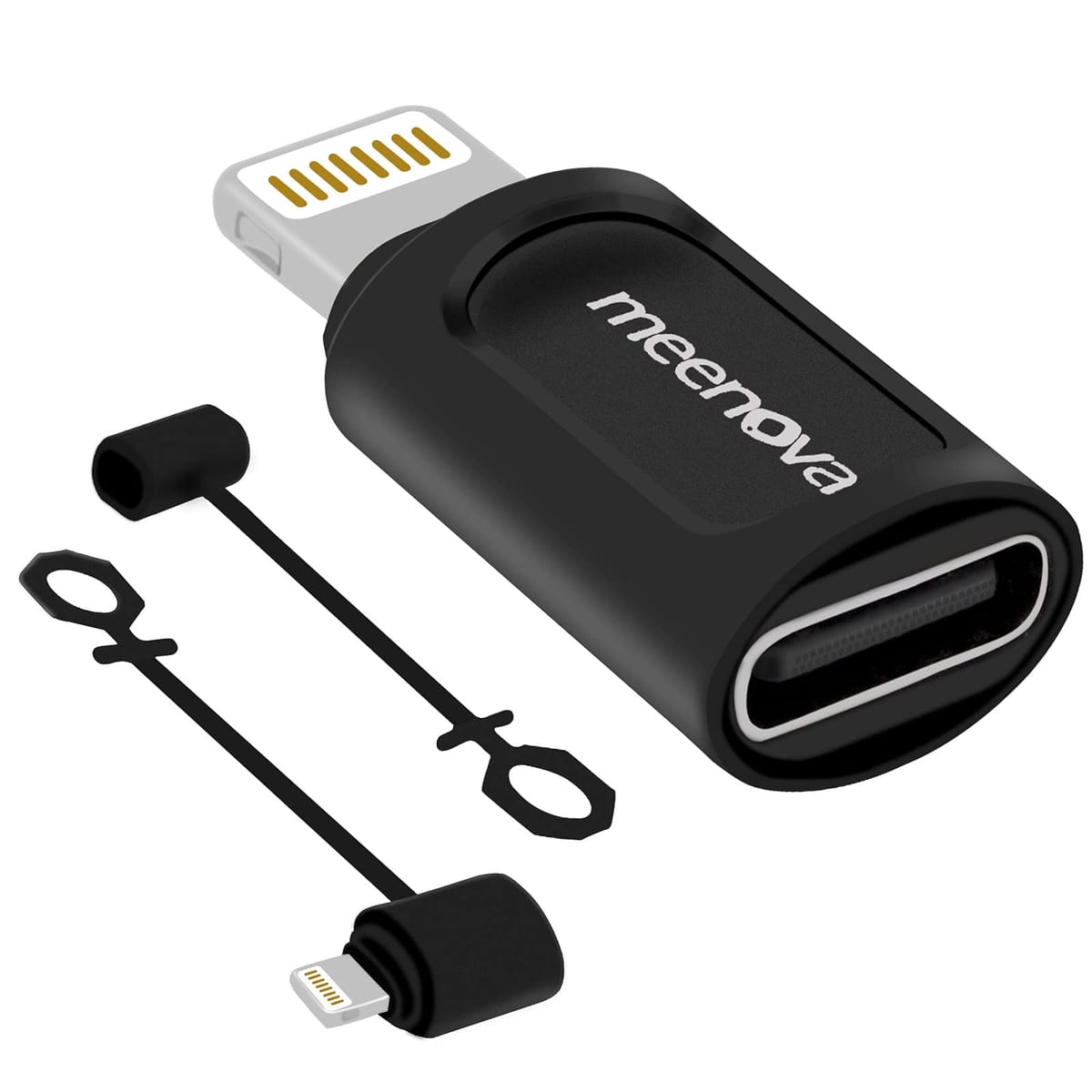 Meenova USB CメスからiOS 15オス充電コンバーター 2.4A12W iPhone 13 Mini Pro Max 12 11 XS データ同期 eMarker PD Type-Cケーブル対応 紛失防止ゴムキーパーコードに取り付け可能