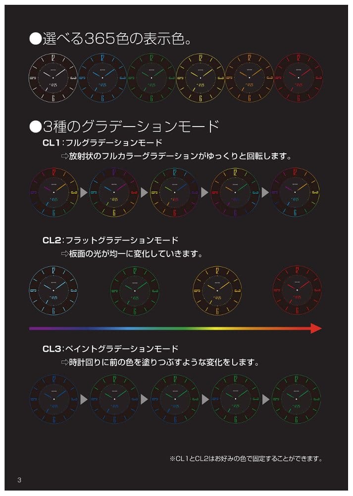 リズム(RHYTHM) 掛け時計 置き時計 電波時計 365色 LED 推し色 変更機能付き 黒 イロリア (Iroria) 8RZ197SR02 φ27x2.1cm [2]