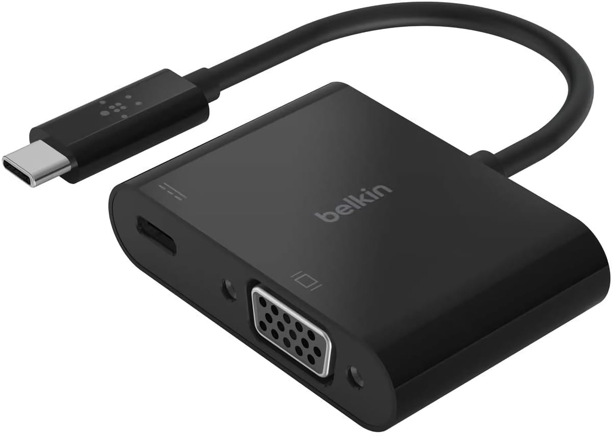 Belkin USB-C to VGA + USB-C 60W PD 対応変換アダプタ iPhone 15 / iPad/iPad Pro/iPad mini/MacBook/MacBook Pro/MacBook Air/Windows/Surface