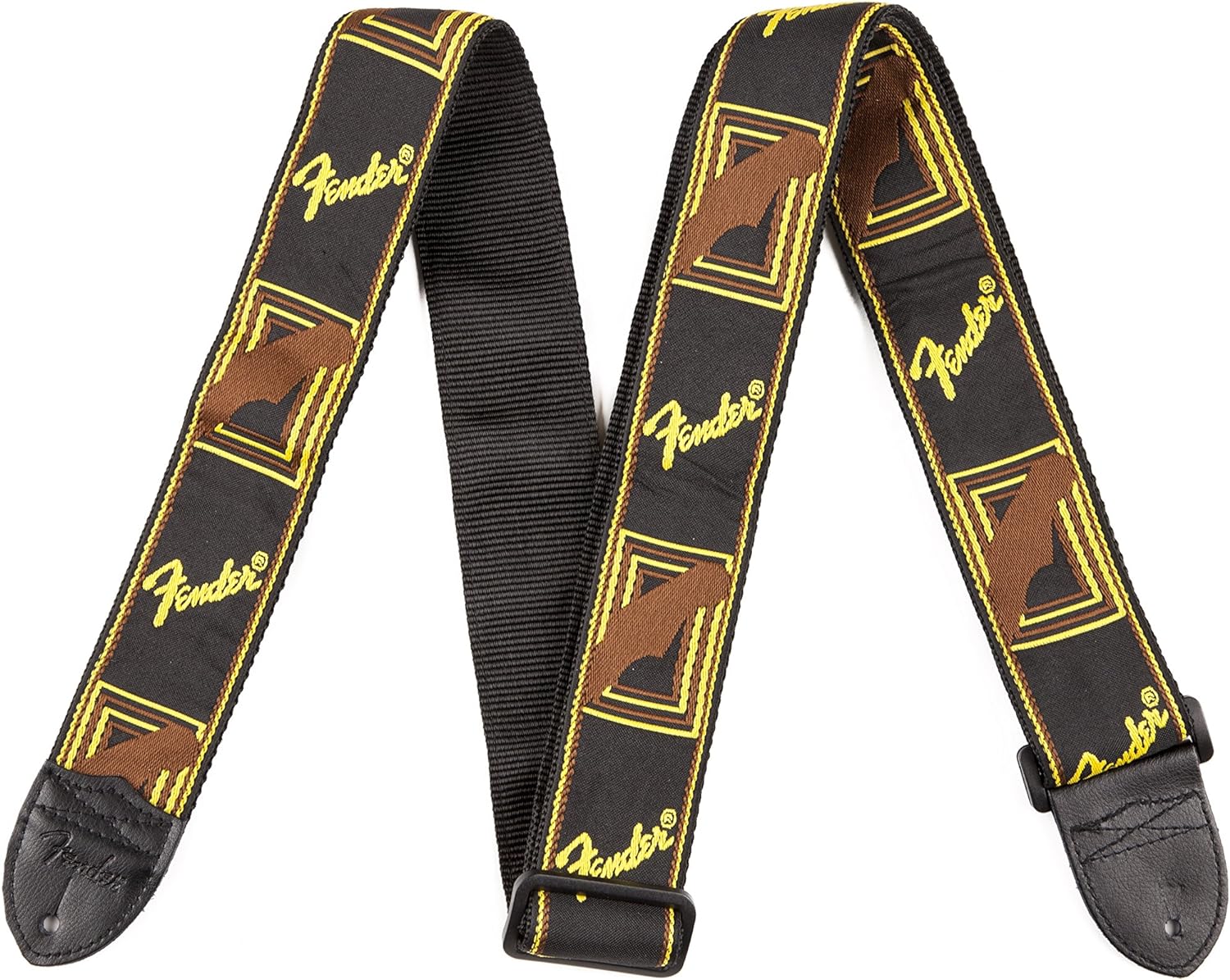 Fender ストラップ Fender? 2" Monogrammed Strap, Black/Yellow/Brown