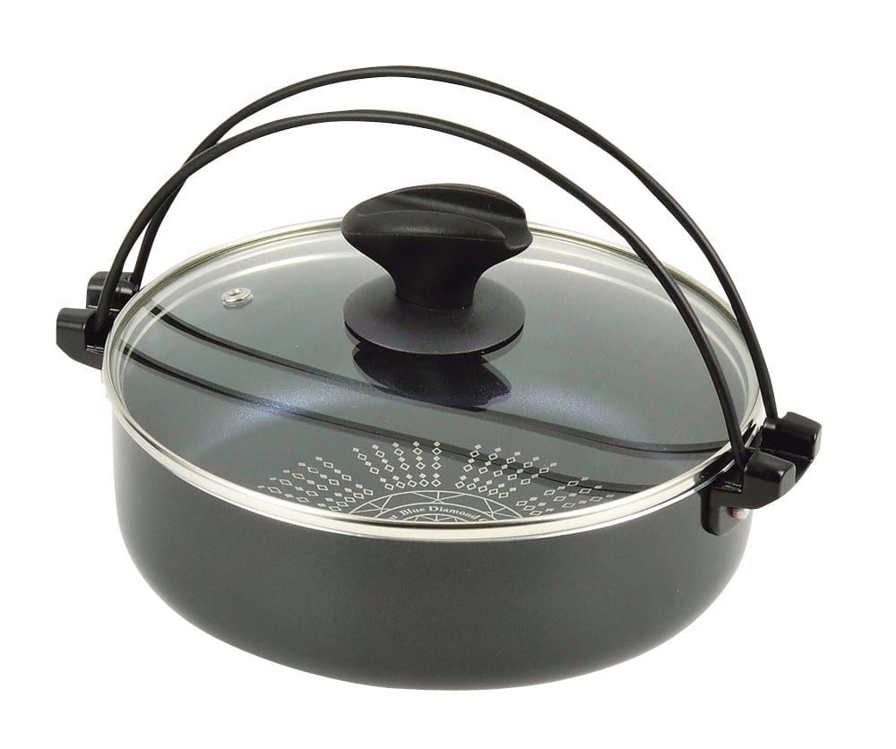 パール金属 NEW贅の極み ブルーダイヤモンドコート IH対応 ガラス蓋 付 すきやき鍋