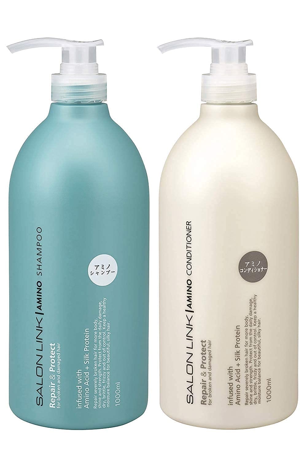 サロンリンク シャンプー コンディショナー セット アミノ酸 贅沢処方 ラウレス硫酸フリー ノンシリコンシャンプー 低刺激 高保湿 安心して使える 大容量 1000ミリリットル (x 2)