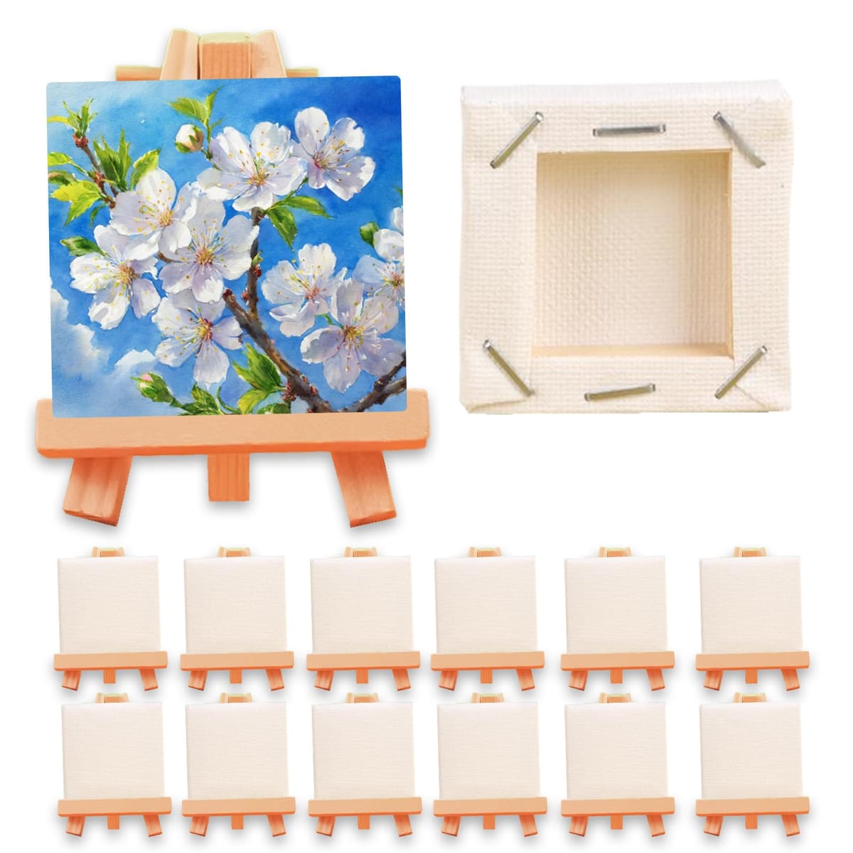 樂天商城 - ONE-K キャンバスボード キャンパス 絵画用 木枠付き アクリル油彩対応 ミニサイズ DIY 5cm×5cm 厚さ1cm インテリア デコレーション キッズアート 正方形
