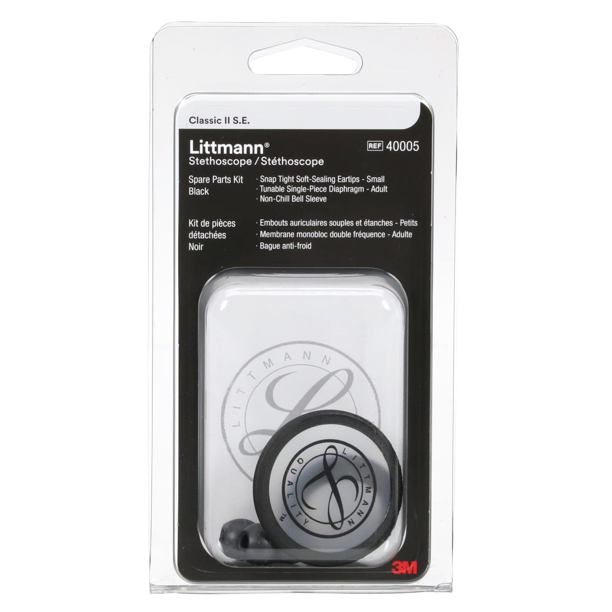 3M Littmann聴診器スペアパーツキット、クラシックII SE、ブラック、40005
