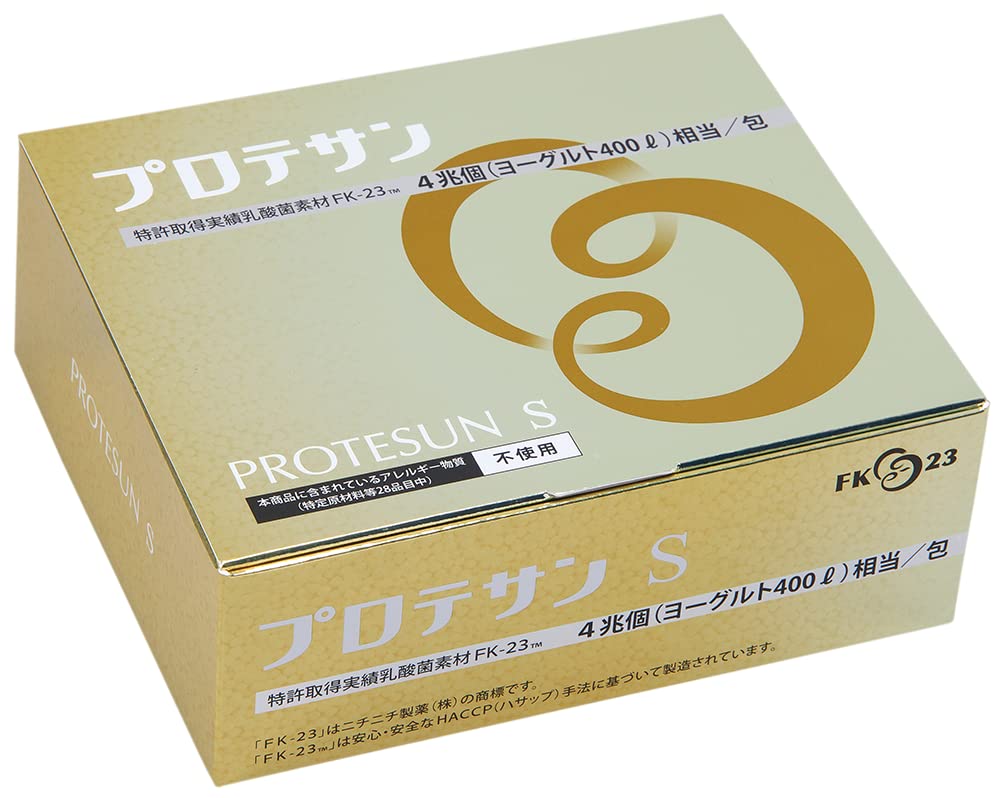 ■商品仕様 1包（1.5g）で4兆個分相当の乳酸菌素材FK-23が摂れます。 FK-23はニチニチ製薬が独自の加熱処理を施し、働きを高めた乳酸菌素材です。 アレルゲンフリーなのでどなたでも安心してお召し上がりいただけます。 味やにおいはほとんどないので、食欲がない時でも食べやすいです。 1日2包を目安にして水などと一緒にお召し上がりください。 【原料成分】 乳酸菌（加熱処理）(国内製造)、オリゴ糖、コーンスターチ、セルロース 【栄養成分　2包あたり】 熱量：11kcal、たんぱく質：1.2g、脂質：0.057g 炭水化物：1.3g、食塩相当量：0.0019g、カリウム：63mg 【内容量】 1.5g×62包