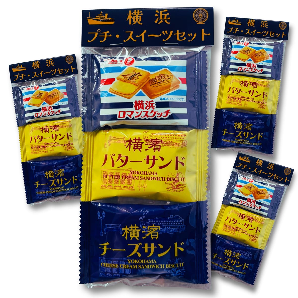 横浜みやげ 横浜プチスイーツセット 個包装 3種x5セット | 横濱チーズサンド 横濱バターサンド 横浜ロマンスケッチ | ばらまき 土産 ギフト プチギフト 常温