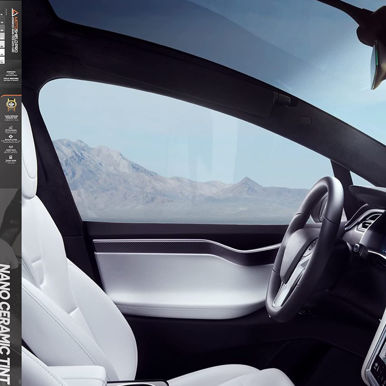 MotoShield Pro プレミアムプロ仕様 2ミル セラミックウィンドウティントフィルム 自動車用 赤外線熱と紫外線を99%削減 70% VLT (24インチ x 5フィートロール)