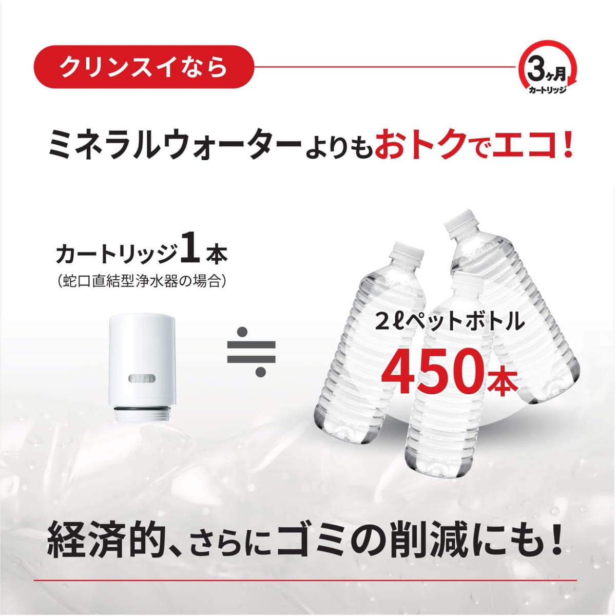 美的生活ヘルシーライフ本店のクリンスイ 浄水器 蛇口直結型 MONOシリーズ カートリッジ 1個付き MD111-WT PFOS/PFOA 有機フッ素化合物 除去｜アングル2