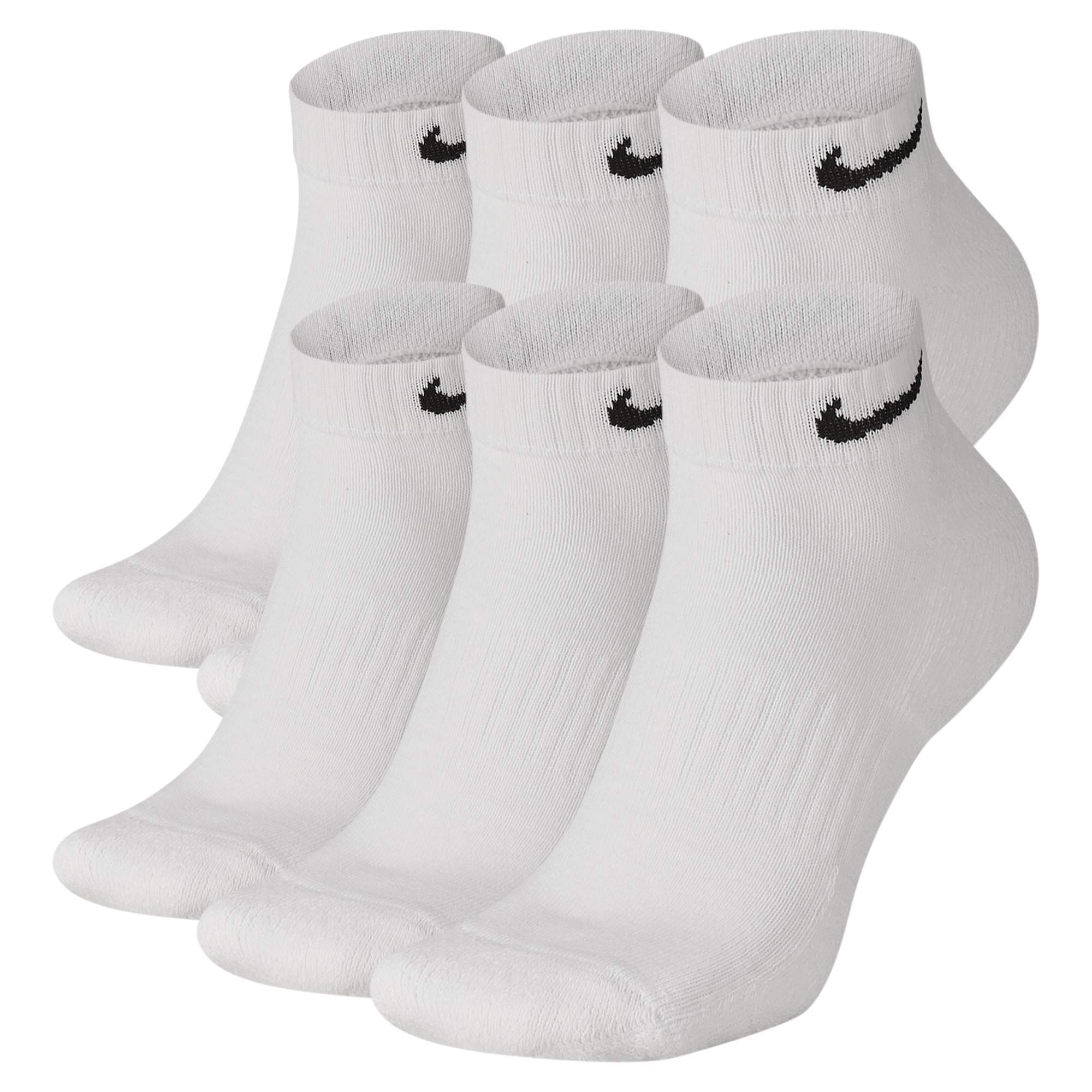Nike Everyday Cushion Low Training Socks, Unisex Nike Socks, White/Black (6 Pair), XL