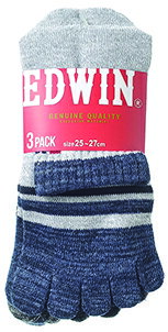 【EDWIN】紳士　5本指ソックス　3足組（こちらの商品は取り寄せとなりますのでお届け迄に約7日程度かかります。）かさ高い商品ですのでパッケジより外して送らせていただきます、ご理解くださいませ。