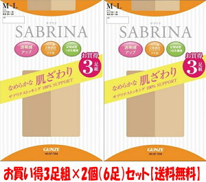 【ポイント3倍】送料無料 SABRINA サブリナ パンスト ストッキング 3足組が2個　GUNZE グンゼなめらかな肌ざわりタイプ足型成型・つま先補強 サイズ＝2サイズ・カラー＝4色