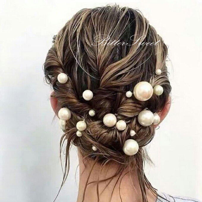 パールUピン 18本セット 髪飾り パールピン ウエディング ヘアアクセサリー ヘアアクセ 結婚式 ヘアピン ウェディング 髪飾り ウェディングヘア パール ヘアーアクセサリー ウエディングヘッドドレス ウェディング小物 【ホワイト】【ac76jd】