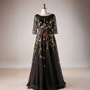 カラードレス【大きいサイズカラードレス】大きいサイズパーティードレス ウエディングドレス ロングドレス スレンダータイプAライン 編み上げタイプ 床付きタイプ【ブラック】【XLから7XLサイズ・オーダーメイドも可能】fhk26