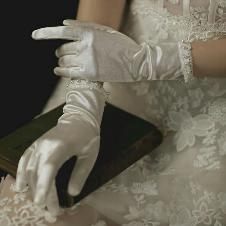 【ミドルグローブ】ウェディンググローブ Wedding Gloves ウエディンググローブ サテン 写真色(オフホワイト) ウェディング小物 ブライダル小物【gvl38as】